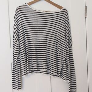 Eileen Fisher lightweight size L black & white striped shirt EUC